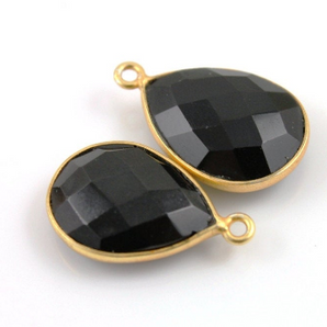 Black Onyx Faceted Pear Bezel, (BZCT7402) - Beadspoint