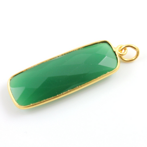 Green Onyx Faceted Long Bar Pendant,  (BZC9051/GOX) - Beadspoint