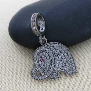 Pave Diamond Elephant Charm, (DC-7091) - Beadspoint