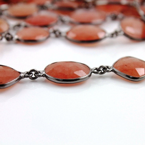 Carnelian Faceted Bezel Chain, (BC-CAR-53) - Beadspoint