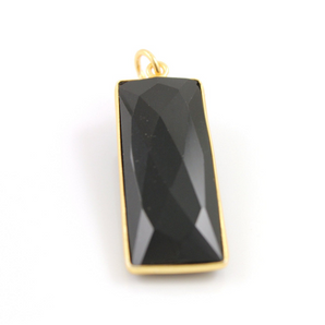 Black Onyx Faceted Long Bar Pendant, (BZC9051/BOX) - Beadspoint