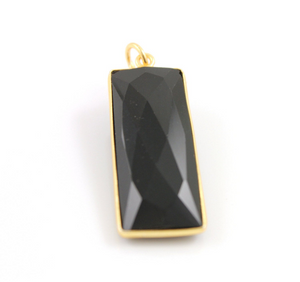 Black Onyx Faceted Long Bar Pendant, (BZC9051/BOX) - Beadspoint