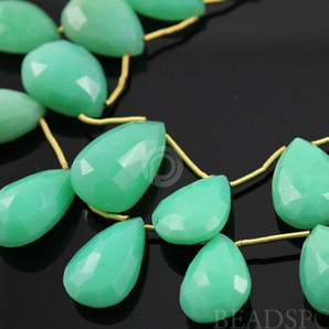 Seafoam Green Chrysophase Faceted Flat Pear Drops,2 Pieces, (2CHRY9x13PEAR) - Beadspoint