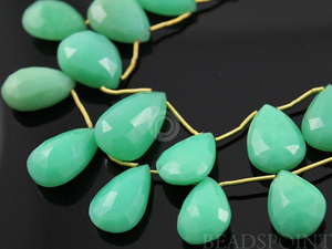 Seafoam Green Chrysophase Faceted Flat Pear Drops,2 Pieces, (2CHRY9x13PEAR) - Beadspoint
