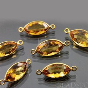 Brazilian Citrine Faceted Marquise Connector,(CIT001) - Beadspoint