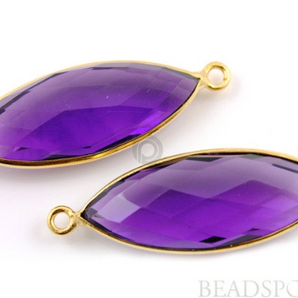 Amethyst Faceted Marquise Shape Bezel, (BZC7200) - Beadspoint