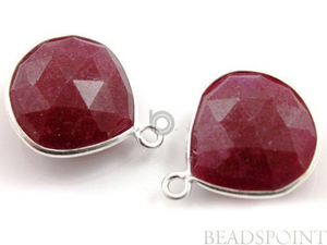 Dyed Red Ruby Faceted Heart Shape Bezel, (SSBZ6097) - Beadspoint