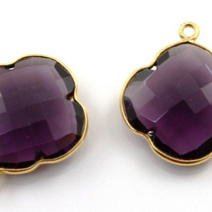 Amethyst Bezel Faceted Clover Connector,(BZC8018) - Beadspoint