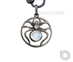 Pave Diamond Rainbow Moonstone Spider Pendant -- DP-1760 - Beadspoint