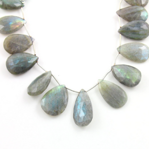 Labradorite Faceted Pear Briolettes Beads, (LAB26x19PR) - Beadspoint