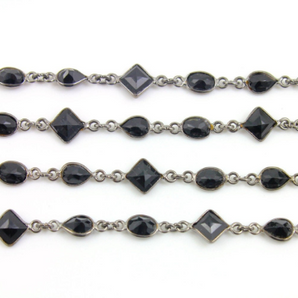 Black Onyx Small Cut Stones Chain, (BC-BNX-104) - Beadspoint