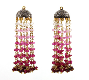 Ruby Beaded Tassle Drops, 2" Inches, (TASSRBY) - Beadspoint