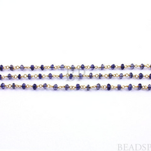 Iolite Faceted Roundels Wire Wrapped Rosary,RS-IOL-164 - Beadspoint