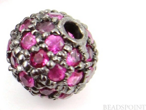 Pave Ruby Round Beads, (RB-BA6) - Beadspoint