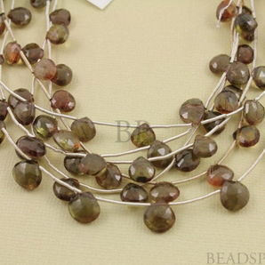 Andusolite Rose Brown Faceted Heart Drops, (And7-8Hrt). - Beadspoint