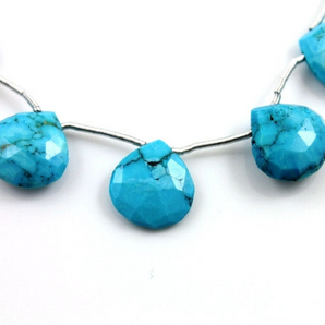 Turquoise faceted Heart Drop,  (TQB/HRT/10-12) - Beadspoint