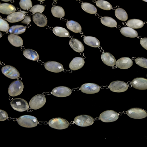 Rainbow Moonstone Oval Faceted Chain, (GMCOX-RNB-13) - Beadspoint