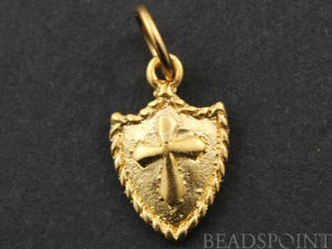 24K Gold Vermeil Over Sterling Silver Cross Charm  -- VM/CH1/CR35 - Beadspoint