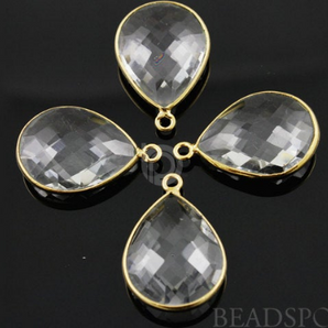 Rock Crystal Faceted Pear Bezel, (BZC7428) - Beadspoint