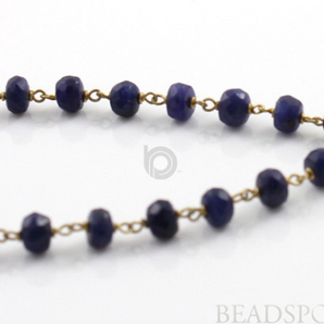 Sapphire Faceted Roundels Wire Wrapped Rosary, (RS-SAP-84) - Beadspoint