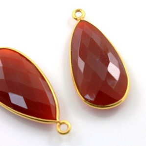 Carnelian Faceted Flat Pear Shape Bezel, (BZC7071-F) - Beadspoint