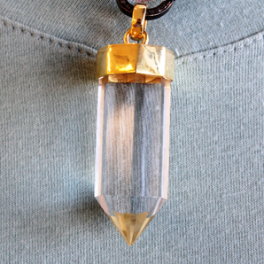 Rock Crystal Bullet Point Pendant , (BZC8001-A) - Beadspoint