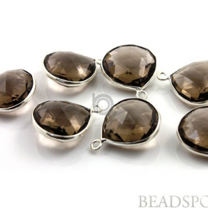 Smoky Topaz Faceted Heart Shape Bezel, (SSBZ7022) - Beadspoint