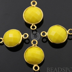 Yellow Turquoise Faceted Coin Connector, (BZC7238) - Beadspoint