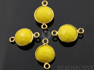 Yellow Turquoise Faceted Coin Connector, (BZC7238) - Beadspoint