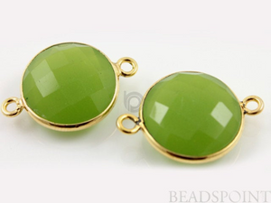 Apple Green Chalcedony Faceted Coin Bezel, (BZC7254) - Beadspoint
