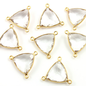 Rock Crystal Faceted Triangle Bezel, (BZC-9083-CRY) - Beadspoint