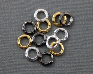 Sterling Silver Hammered Circle Rings-4 Pieces, (SS/1004/10) - Beadspoint