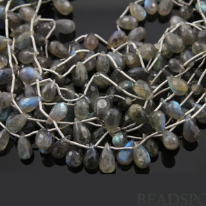 Natural '' NO TREATMENT'' Grey Labradorite Small Faceted Tear Drops, AAA Quality Gems 5x8mm, 1 Strand (LAB5x8TEAR) - Beadspoint