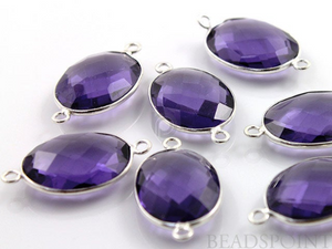 Amethyst Faceted Oval Connector, (SSBZC2017) - Beadspoint