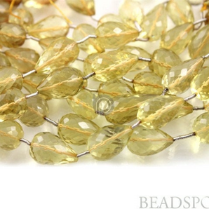 Lemon Topaz Faceted Straight Long Drilled Drops, (LTZ10x15Tearld) - Beadspoint