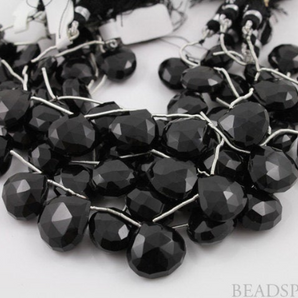 Black Onyx Large Faceted Heart Drops,4 Pieces, (4X16x16HRT) - Beadspoint