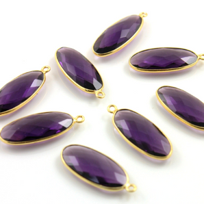 Natural Amethyst Faceted Oval  Bezel, (BZC9040/AM) - Beadspoint