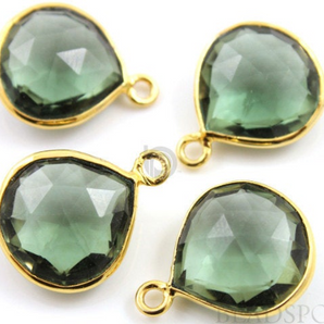 Green Amethyst Faceted Pear Heart Bezel, (BZC6074) - Beadspoint