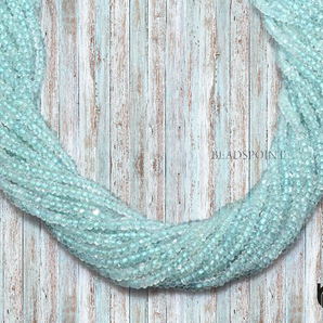 Aquamarine Faceted Rondelle Beads ,(AQUA3FRNDL) - Beadspoint