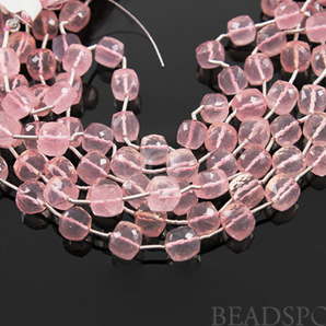 Rose Quartz Medium Micro Faceted Cubes, (4RQ8CUBE) - Beadspoint