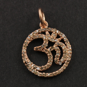 Pave Diamond Ohm Pendant, (DCH/CR74/RG) - Beadspoint