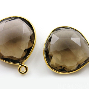 Smokey Topaz Faceted Heart Bezel, (BZC7048) - Beadspoint