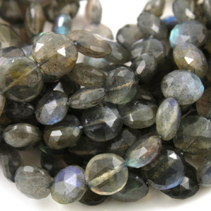 Grey Labradorite Micro Faceted Coins, (LAB/Coin/10-12) - Beadspoint