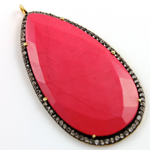 Red Coral w/ White Sapphire, 2 Inch long (A-201/RCL) - Beadspoint