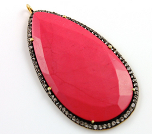 Red Coral w/ White Sapphire, 2 Inch long (A-201/RCL) - Beadspoint