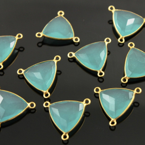 Aqua Chalcedony Faceted Triangle Bezel,--BZC-9083-AQ - Beadspoint