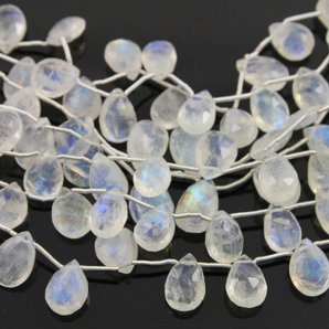 Rainbow Moonstone Faceted Pear Drop,  (RM/PR/6x9-8x11) - Beadspoint