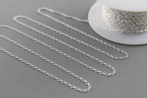 Sterling Silver 2.1 mm baby Figaro Diamond Cut Chain, (C101CDC), (167) - Beadspoint