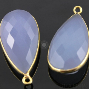 Lavender Chalcedony Faceted Pear Shape Bezel, (BZC7057) - Beadspoint