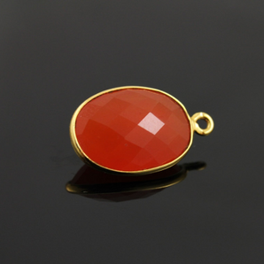 Carnelian Faceted Bezel Pendant, Gold Vermeil, 11x18 mm (CPNDT065-A) - Beadspoint